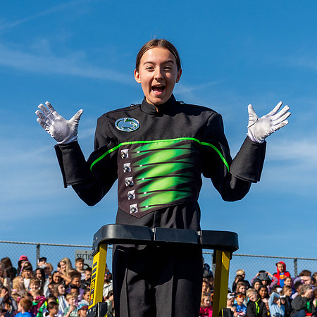This image of the Greendale Marching Band is from their performance for the elementary and middle school students on October 25, 2024. #GreendaleMarchingBand2024 #T2 #BandsOfAmerica2024 #BOA20242024