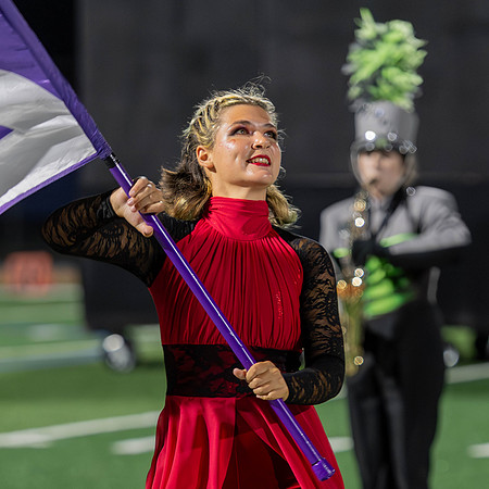 This image of the Greendale Marching Band is from their performance at the Chicagoland Marching Band Festival on September 14, 2024. #GreendaleMarchingBand2024 #T2 #BandsOfAmerica2024 #BOA20242024